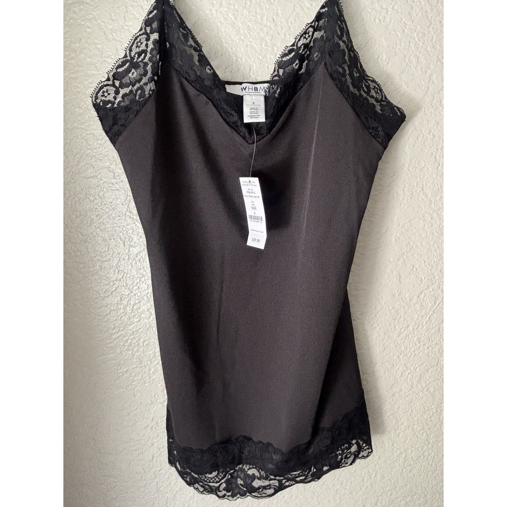 White House Black Market Black Lace Trim Cami Tank Top Small - Picture 9 of 12